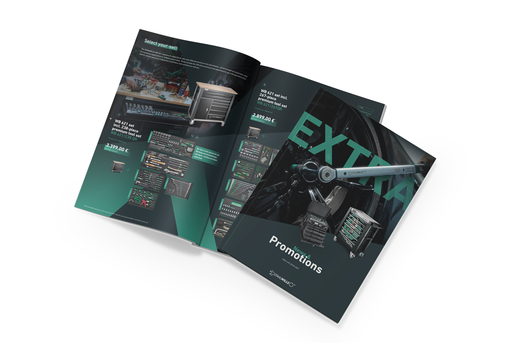 Mock-up of STAHLWILLE Extra brochure